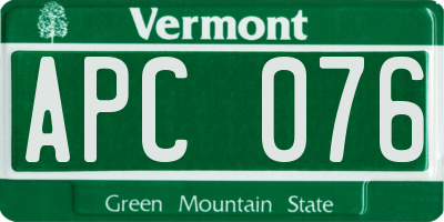 VT license plate APC076