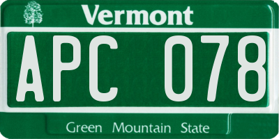 VT license plate APC078