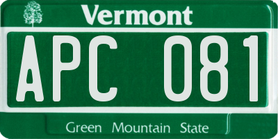 VT license plate APC081
