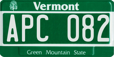 VT license plate APC082