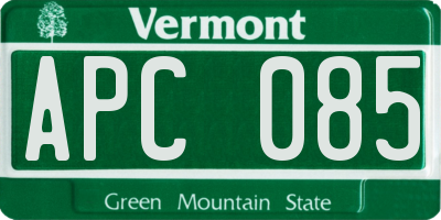 VT license plate APC085