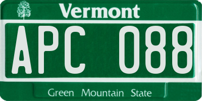 VT license plate APC088