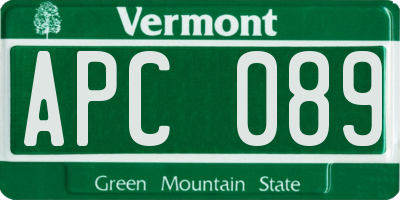 VT license plate APC089