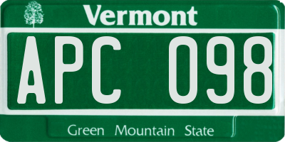 VT license plate APC098