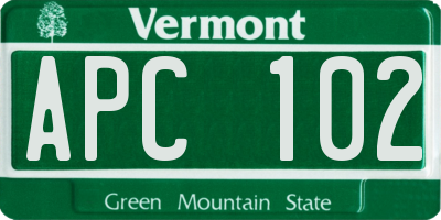 VT license plate APC102