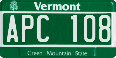 VT license plate APC108