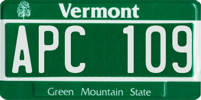 VT license plate APC109