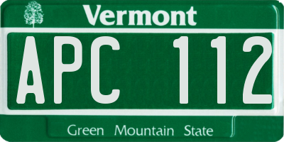 VT license plate APC112
