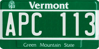 VT license plate APC113