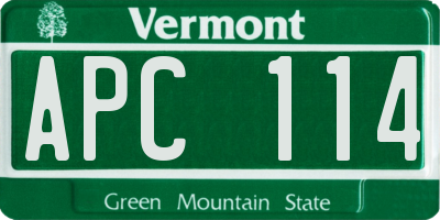 VT license plate APC114