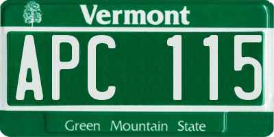 VT license plate APC115