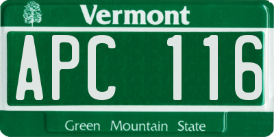 VT license plate APC116