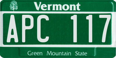 VT license plate APC117