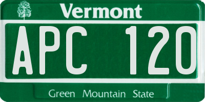 VT license plate APC120