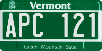 VT license plate APC121
