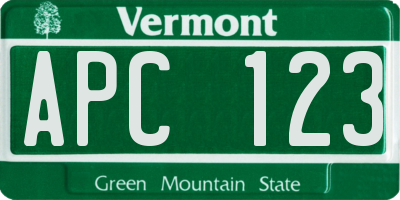 VT license plate APC123