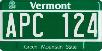 VT license plate APC124