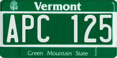 VT license plate APC125