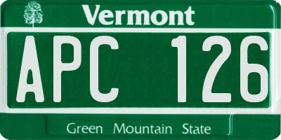 VT license plate APC126