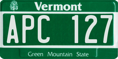 VT license plate APC127