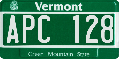 VT license plate APC128