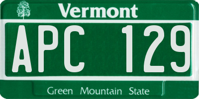 VT license plate APC129