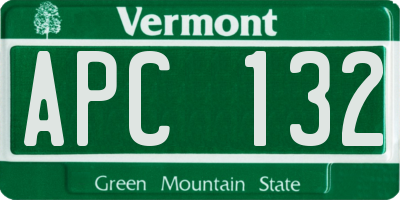 VT license plate APC132