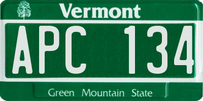VT license plate APC134