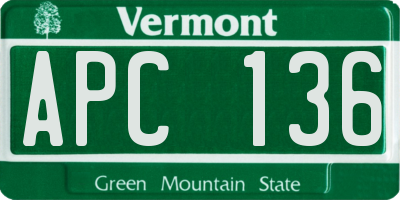 VT license plate APC136
