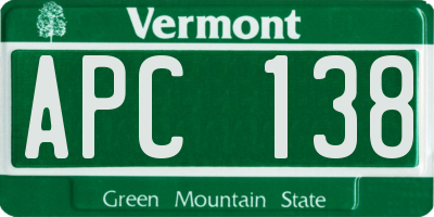 VT license plate APC138