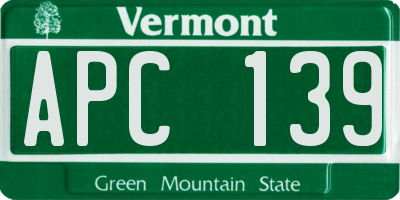 VT license plate APC139