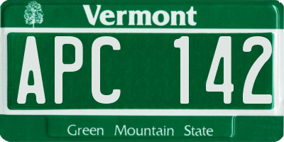 VT license plate APC142