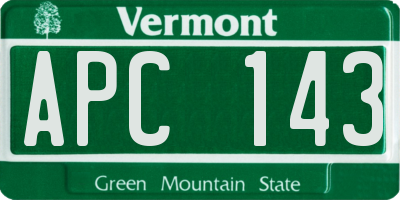 VT license plate APC143