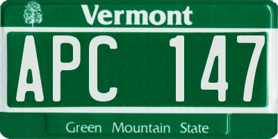 VT license plate APC147