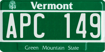 VT license plate APC149