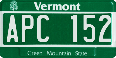 VT license plate APC152