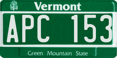 VT license plate APC153