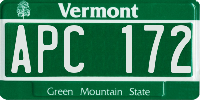 VT license plate APC172