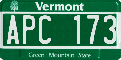 VT license plate APC173