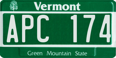 VT license plate APC174