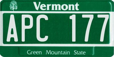 VT license plate APC177