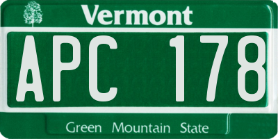 VT license plate APC178