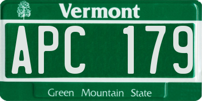 VT license plate APC179