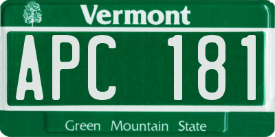 VT license plate APC181