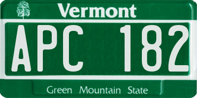 VT license plate APC182