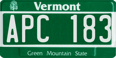 VT license plate APC183