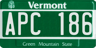 VT license plate APC186