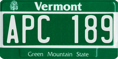 VT license plate APC189