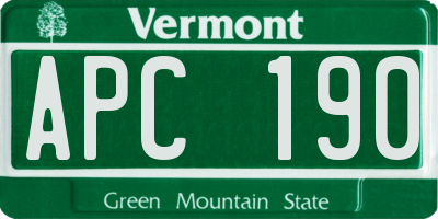 VT license plate APC190