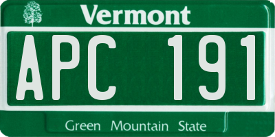 VT license plate APC191